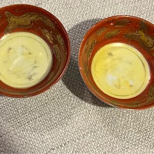 Elegant Red and Gold Decorative Bowls